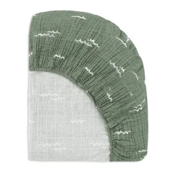 Babyletto All-Stages Midi Crib Sheet in GOTS Certified Organic Muslin Cotton - Ocean Waves