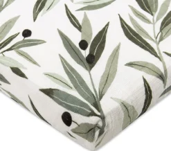 Babyletto All-Stages Organic Muslin Cotton Midi Crib Sheet - Olive Branches