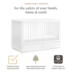 Babyletto Bento 3-in-1 Convertible Storage Crib w/ Toddler Bed Conversion Kit - White