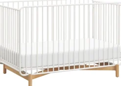 Babyletto Bixby Metal Crib with Toddler Bed Conversion Kit - Warm White / Natural Beech