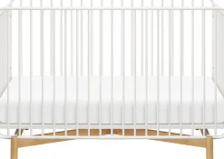 Babyletto Bixby Metal Crib with Toddler Bed Conversion Kit - Warm White / Natural Beech