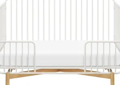 Babyletto Bixby Metal Crib with Toddler Bed Conversion Kit - Warm White / Natural Beech