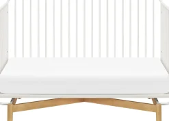 Babyletto Bixby Metal Crib with Toddler Bed Conversion Kit - Warm White / Natural Beech