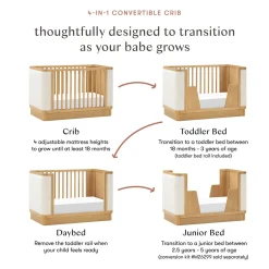Babyletto Bondi Boucle 4-in-1 Convertible Crib w/ Toddler Bed Conversion Kit - Honey / Ivory Boucle