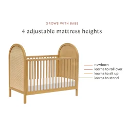 Babyletto Bondi Cane 3-in-1 Convertible Crib w/Toddler Bed Conversion Kit - Honey / Natural Cane