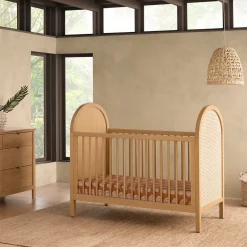 Babyletto Bondi Cane 3-in-1 Convertible Crib w/Toddler Bed Conversion Kit - Honey / Natural Cane