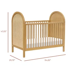 Babyletto Bondi Cane 3-in-1 Convertible Crib w/Toddler Bed Conversion Kit - Honey / Natural Cane