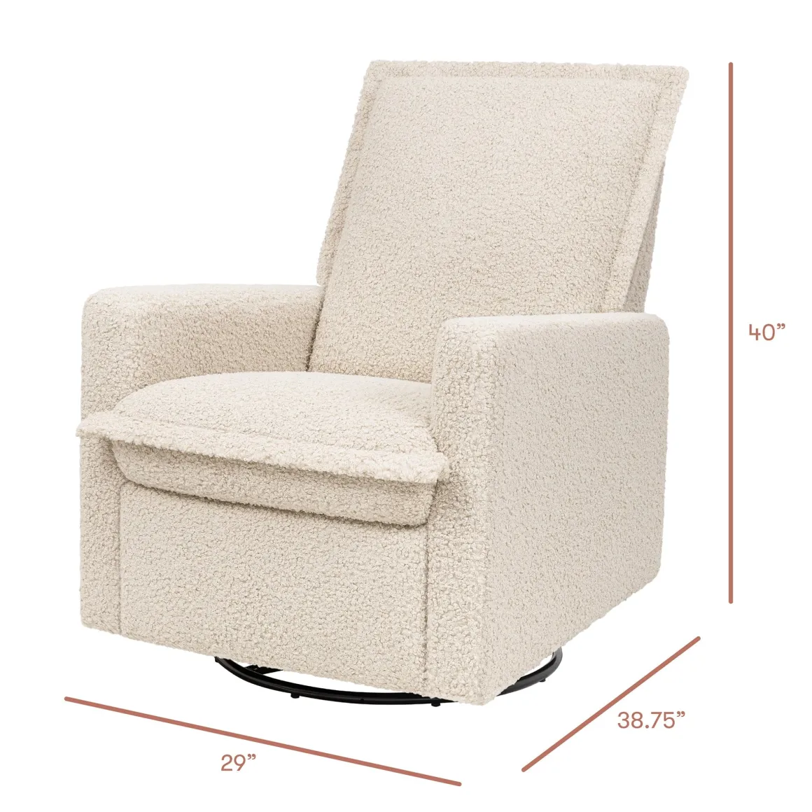 Babyletto Cali Flange Gliding Swivel Recliner - Almond Teddy Loop