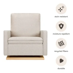 Babyletto Cali Pillowback Chair and a Half Glider - Performance Beach Eco-Weave w/ Light Wood Base