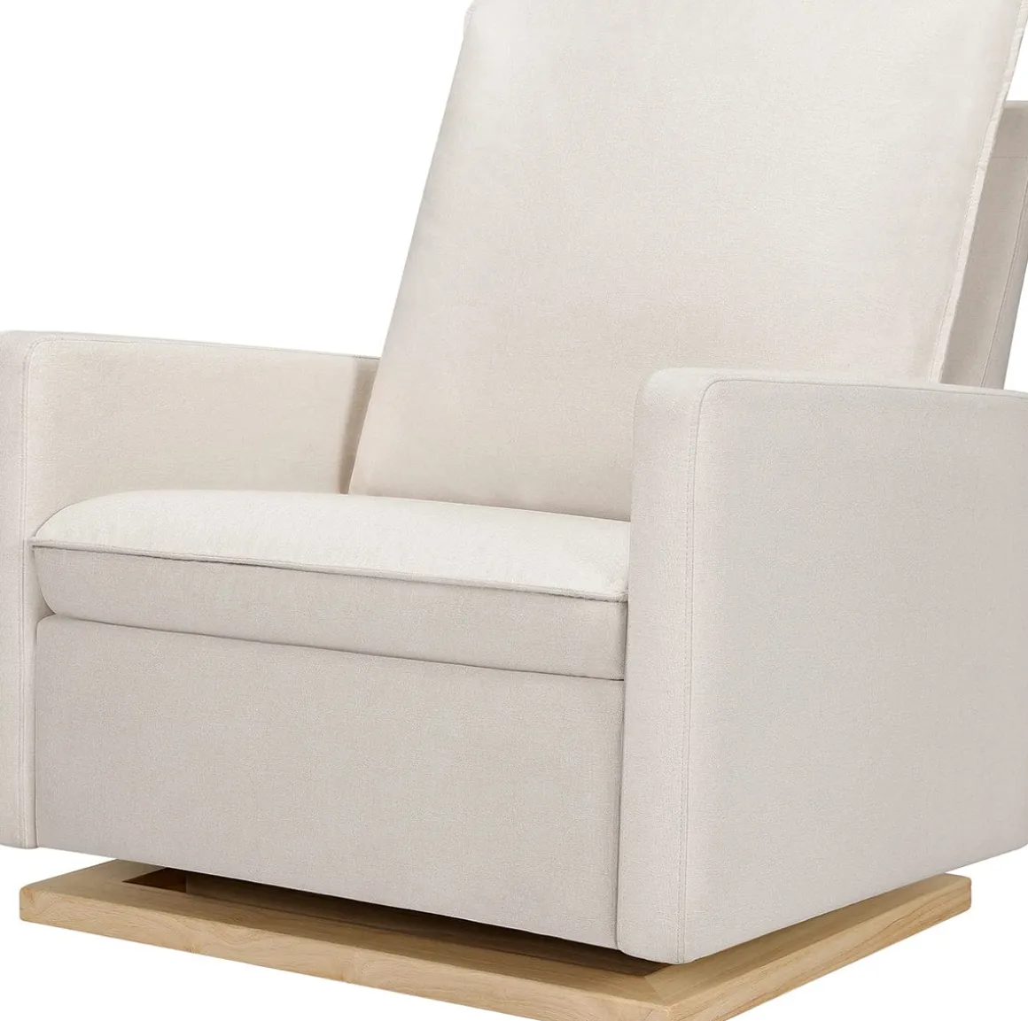 Babyletto Cali Pillowback Chair and a Half Glider - Performance Cream Eco-Weave w/ Light Wood Base