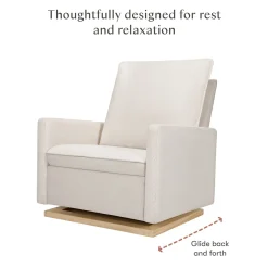 Babyletto Cali Pillowback Chair and a Half Glider - Performance Cream Eco-Weave w/ Light Wood Base
