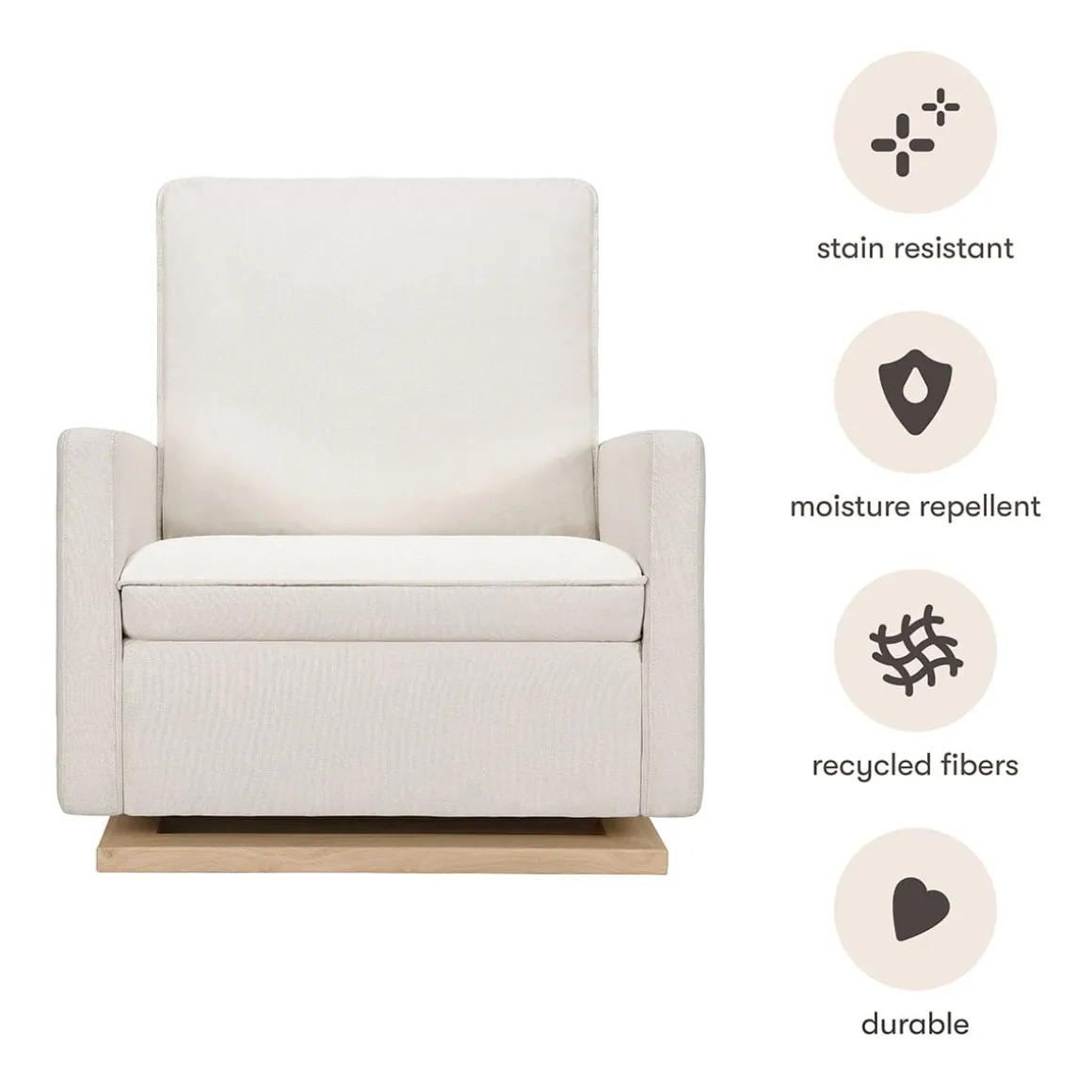 Babyletto Cali Pillowback Chair and a Half Glider - Performance Cream Eco-Weave w/ Light Wood Base