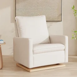 Babyletto Cali Pillowback Chair and a Half Glider - Performance Cream Eco-Weave w/ Light Wood Base