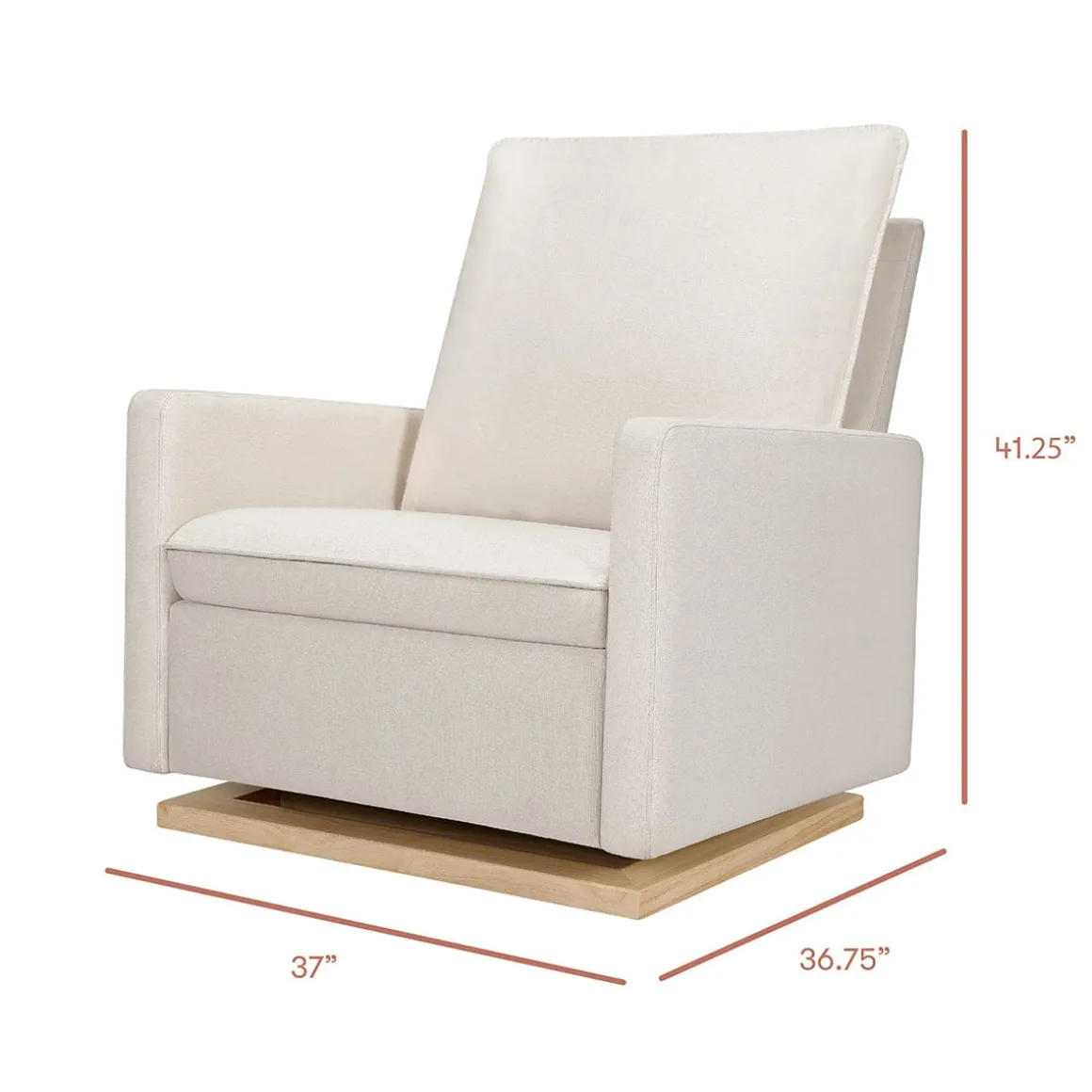 Babyletto Cali Pillowback Chair and a Half Glider - Performance Cream Eco-Weave w/ Light Wood Base