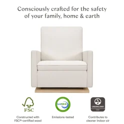 Babyletto Cali Pillowback Chair and a Half Glider - Performance Cream Eco-Weave w/ Light Wood Base