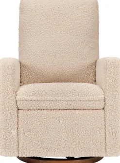 Babyletto Cali Pillowback Swivel Glider - Chai Shearling w/Dark Wood Base