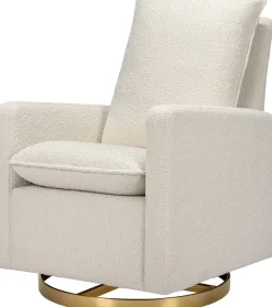 Babyletto Cali Pillowback Swivel Glider - Ivory Boucle w/ Gold Base