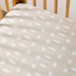 Babyletto Crib Sheet in GOTS Certified Organic Muslin Cotton-Beach Bum