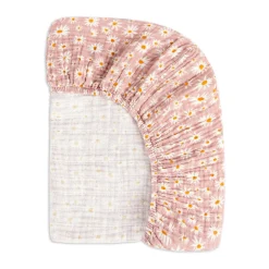 Babyletto Crib Sheet in GOTS Certified Organic Muslin Cotton-Daisy