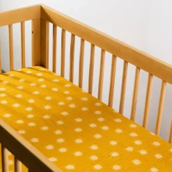 Babyletto Crib Sheet in GOTS Certified Organic Muslin Cotton-Golden Hour