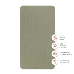 Babyletto Crib Sheet in GOTS Certified Organic Muslin Cotton-Matcha