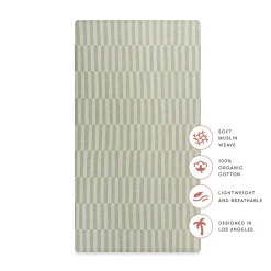 Babyletto Crib Sheet in GOTS Certified Organic Muslin Cotton-Moss Stripe