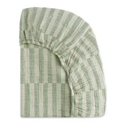 Babyletto Crib Sheet in GOTS Certified Organic Muslin Cotton-Moss Stripe