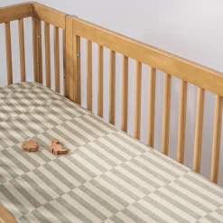 Babyletto Crib Sheet in GOTS Certified Organic Muslin Cotton-Moss Stripe
