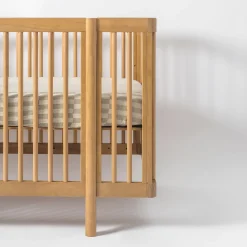 Babyletto Crib Sheet in GOTS Certified Organic Muslin Cotton-Moss Stripe