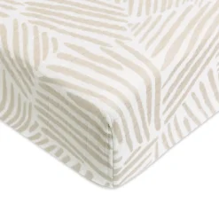 Babyletto Crib Sheet in GOTS Certified Organic Muslin Cotton-Oat Stripe