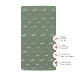 Babyletto Crib Sheet in GOTS Certified Organic Muslin Cotton-Ocean Waves
