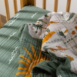 Babyletto Crib Sheet in GOTS Certified Organic Muslin Cotton-Ocean Waves