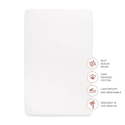Babyletto Crib Sheet in GOTS Certified Organic Muslin Cotton-White