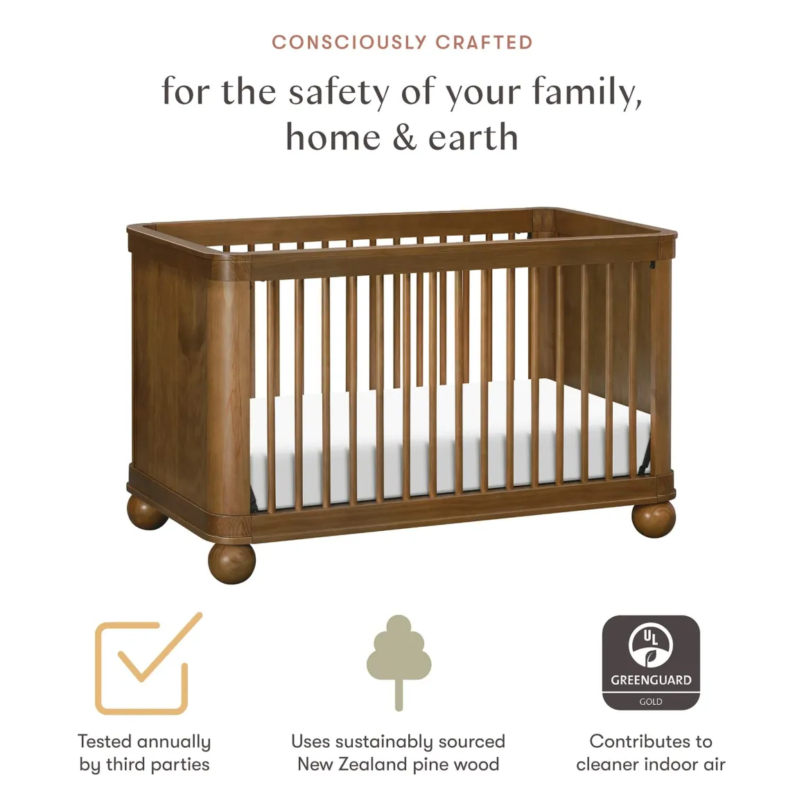 Babyletto Crosby 3-in-1 Convertible Crib - Natural Walnut