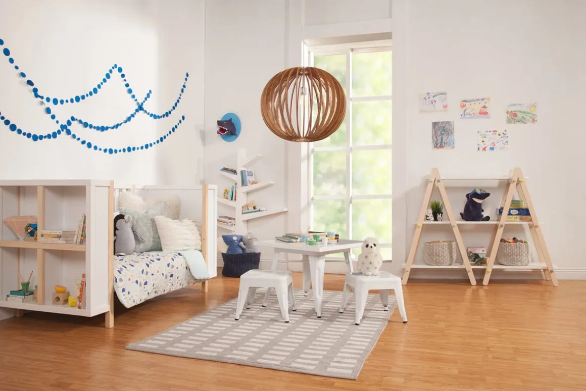 BabyLetto Dottie Bookcase In White and Washed Natural Finish