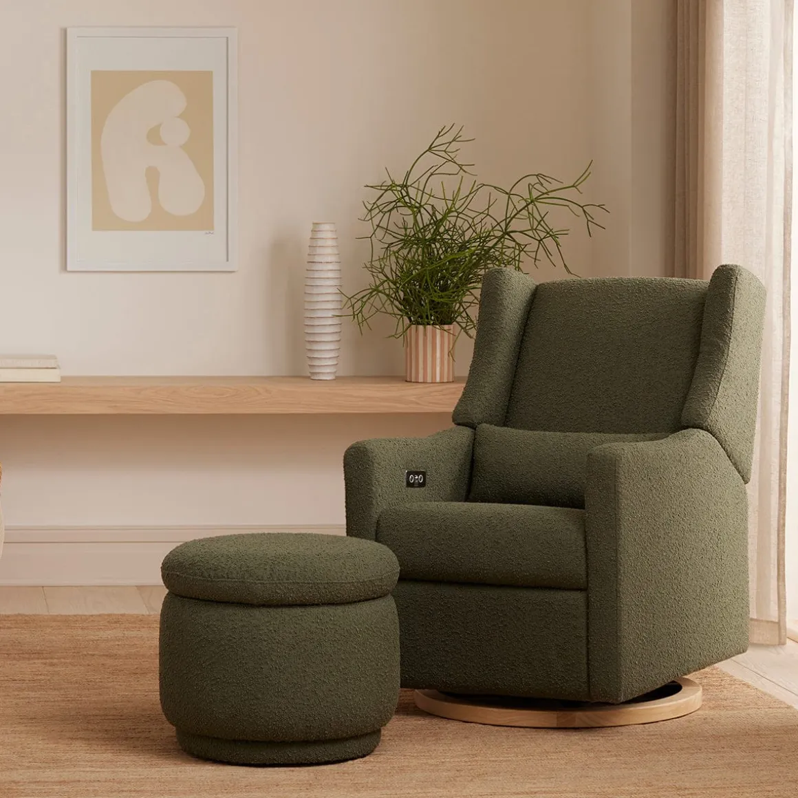 Babyletto Enoki Storage Ottoman - Olive Boucle