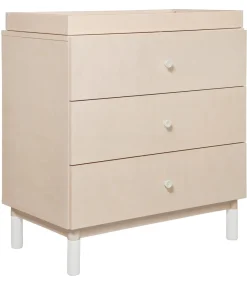 Babyletto Gelato 3-Drawer Changer Dresser, White Color Feet w/Removable Changing Tray In Washed Natural