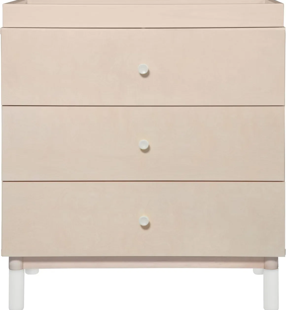 Babyletto Gelato 3-Drawer Changer Dresser, White Color Feet w/Removable Changing Tray In Washed Natural