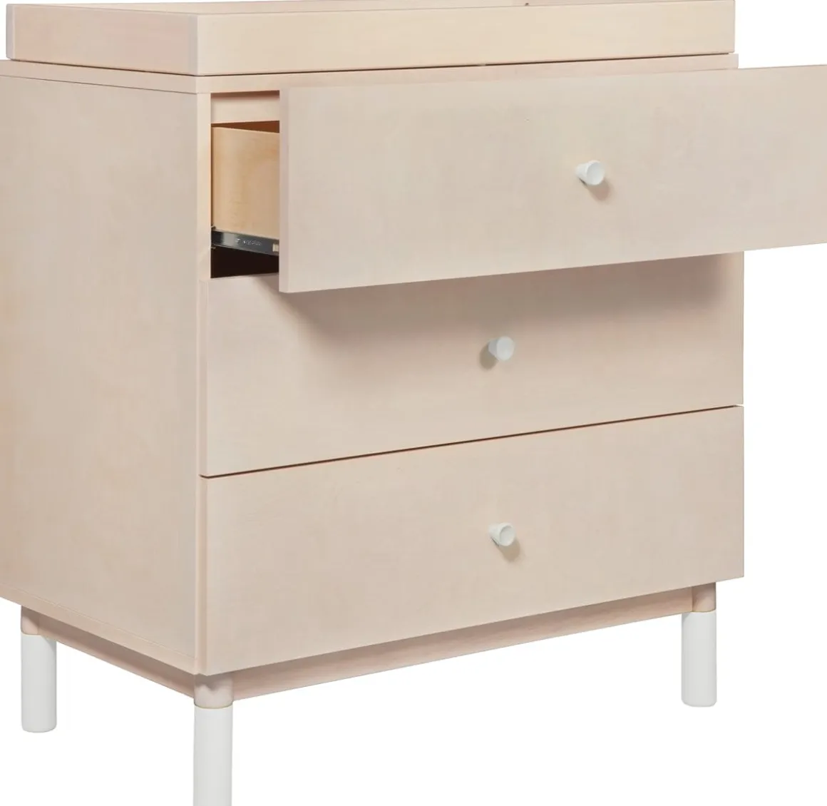 Babyletto Gelato 3-Drawer Changer Dresser, White Color Feet w/Removable Changing Tray In Washed Natural