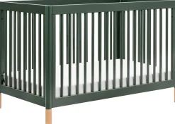 Babyletto Gelato 4-in-1 Convertible Crib w/Toddler Bed Conversion Kit - Forest Green w/Vegan Blonde Leather Feet