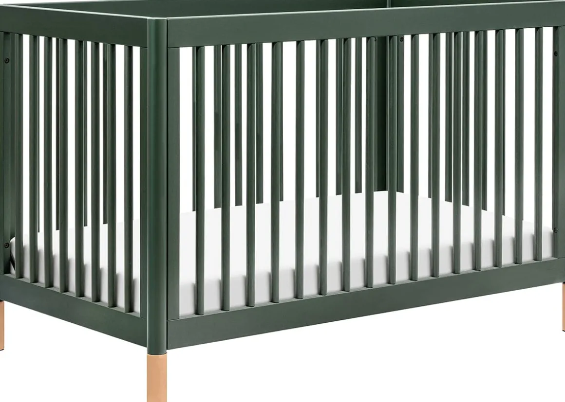 Babyletto Gelato 4-in-1 Convertible Crib w/Toddler Bed Conversion Kit - Forest Green w/Vegan Blonde Leather Feet