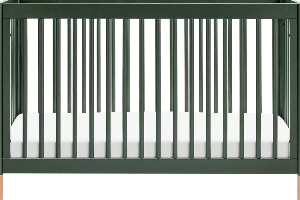 Babyletto Gelato 4-in-1 Convertible Crib w/Toddler Bed Conversion Kit - Forest Green w/Vegan Blonde Leather Feet