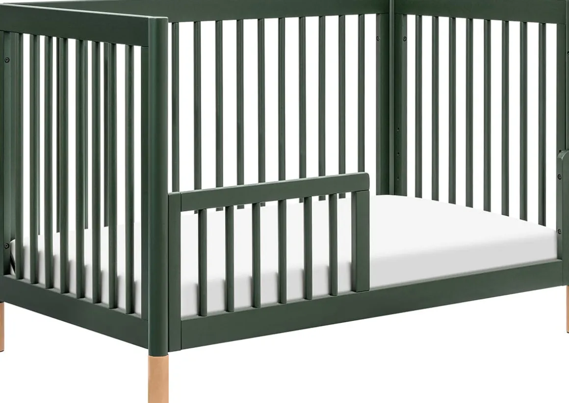 Babyletto Gelato 4-in-1 Convertible Crib w/Toddler Bed Conversion Kit - Forest Green w/Vegan Blonde Leather Feet