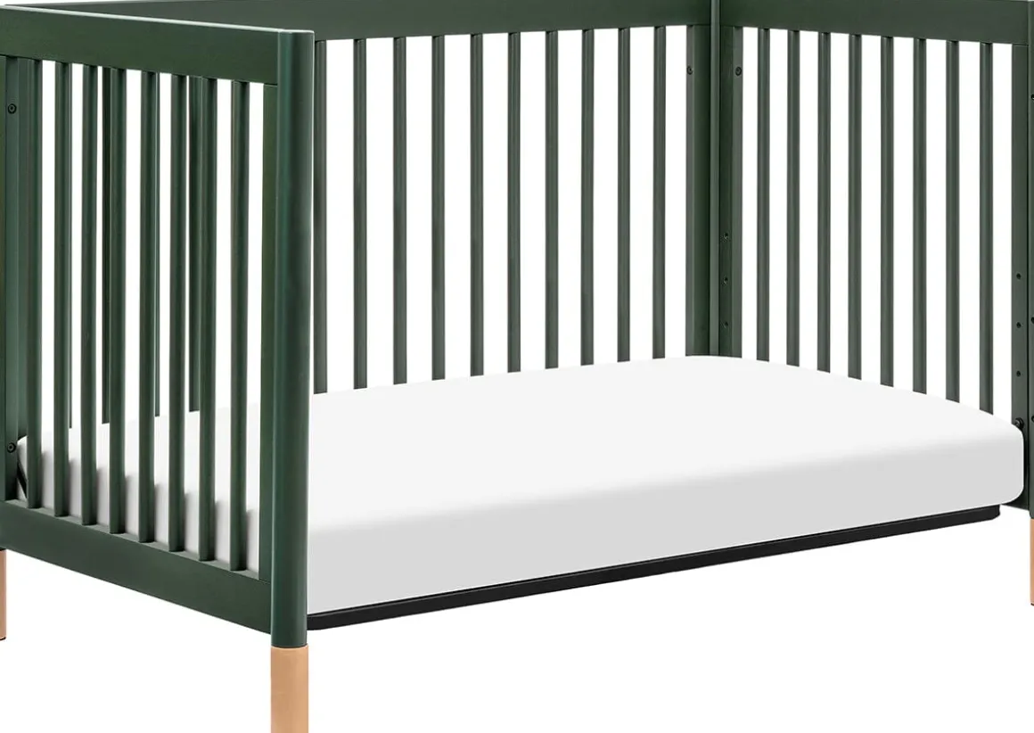 Babyletto Gelato 4-in-1 Convertible Crib w/Toddler Bed Conversion Kit - Forest Green w/Vegan Blonde Leather Feet