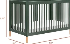 Babyletto Gelato 4-in-1 Convertible Crib w/Toddler Bed Conversion Kit - Forest Green w/Vegan Blonde Leather Feet