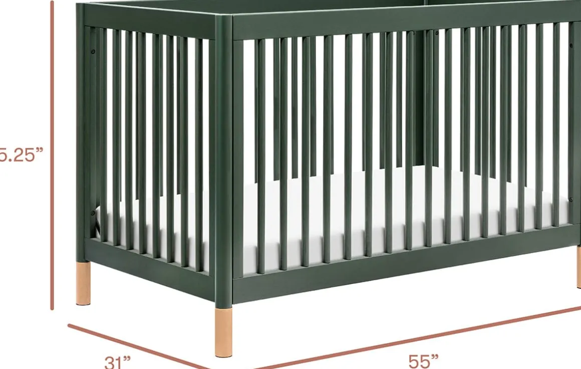 Babyletto Gelato 4-in-1 Convertible Crib w/Toddler Bed Conversion Kit - Forest Green w/Vegan Blonde Leather Feet
