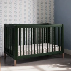 Babyletto Gelato 4-in-1 Convertible Crib w/Toddler Bed Conversion Kit - Forest Green w/Vegan Blonde Leather Feet