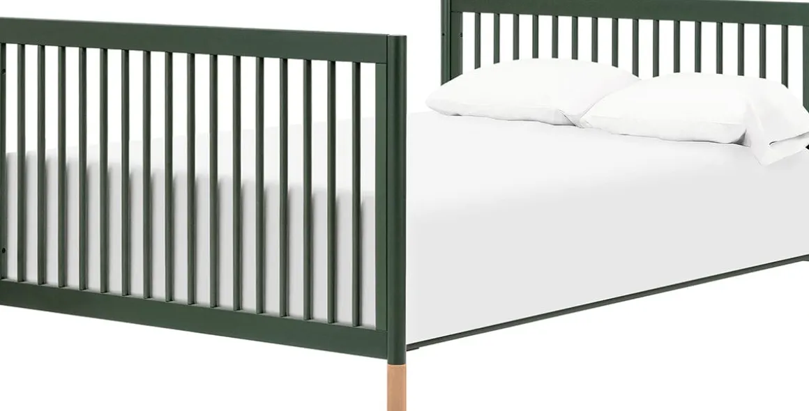Babyletto Gelato 4-in-1 Convertible Crib w/Toddler Bed Conversion Kit - Forest Green w/Vegan Blonde Leather Feet