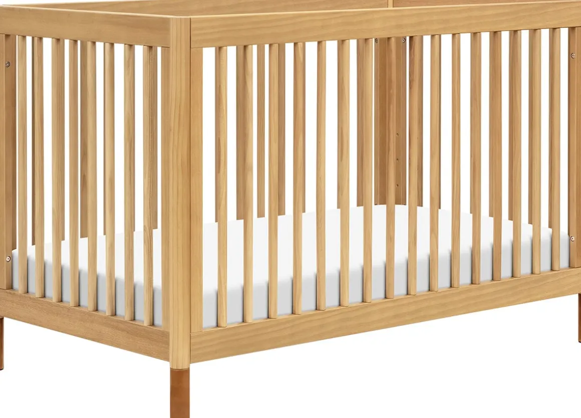 Babyletto Gelato 4-in-1 Convertible Crib w/Toddler Bed Conversion Kit - Honey w/Vegan Tan Leather Feet