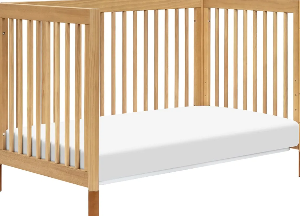 Babyletto Gelato 4-in-1 Convertible Crib w/Toddler Bed Conversion Kit - Honey w/Vegan Tan Leather Feet